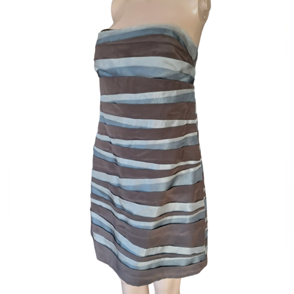 Alice + Olivia Womens Strapless Silk Mini Dress Multicolor Ruffled Sheath Large
